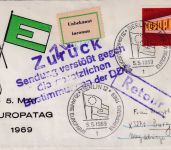 BRD/Postkrieg - 30 Pfg. Europa SST Berlin Europatag Schmuckkuvert n. Burg retour