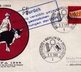 BRD/Postkrieg - 30 Pfg. Europa SST Berlin Europarat Schmuckkuvert 1969 Retour