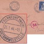 DR - Frankfurt a/M Postsammelstelle Zwangsarbeiterbrief n. FRANKREICH 1944