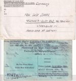 USA/England - Kriegsgefangenenkarte/-brief n. Meisenheim 26.11.44/27.12.46