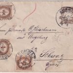 Bayern - 3 Pfg. Wappen Privatganzsache+Zusatz Brief n. ÖSTERREICH 1896 Nachporto