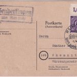 All.Bes. - 6 Pfg. Ziffer Platte/Oberrand Karte Landpost-Ra2 Genderkingen 1947