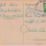 BRD - Reicherstein ü. Rain (Lech) Landpost-Ra2 Ganzsache n. Celle 1956
