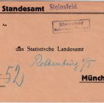 DR - Steindfeld ü. Rothenburg o.T. Landpost-Ra2 Dienstbrief n. München 1931