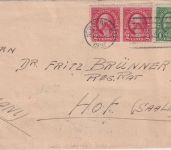 USA - New York 1937 Brief n. Hof - rs. Vershcluss Devisenkontrolle Hof