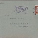 DR - Steinbach ü. Bad Steben Landpost-Ra2 Drucksachenkarte n. Hohenleuben 1940