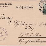 DR - 5 Pfg. Germania Feldpostkarte/Feldbuchhandlung III. Armee n. München 1916