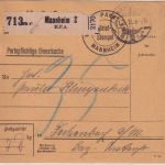 DR - Mannheim Militär-Paketamt unfreie Paketkarte n. Fechenbach 1918 Nachporto
