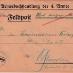 DR - 50 Pfg. GermaniaFeldpost-Wertbrief Armeebuchhandlung 4. Armee 1917