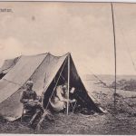DR - Telephon-Feldstation Zelt mit Soldaten sw-AK/Feldpost 1916 n. Forchheim
