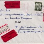 BRD - Eschenau ü. Nürnberg 2 aptierte Poststelle I Eil-Einschreibebrief 1962