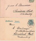 Bayern - Forth 1909/1910 K1 5 Pfg. Rauten/5 Pfg. Germania (A-Teil) Ganzsachen