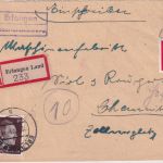 DR - (13b) Erlangen Stadtrandsiedlung Landpoststelle Einschreibebrief 12.9.44