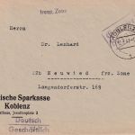 All.Bes./FZ - Koblenz 1947 Gebühr bezahlt Ra2 Brief n. Neuwied