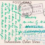 Indonesien - 20 R. Musikinstrument Luftpostkarte Djakarta - Seefeld/München 1967