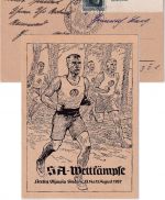 DR - SA-Wettkämpfe Berlin Olympia Stadion 1937 sw-Künstler-AK (Flechtner) Läufer