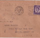 England - 3 P. Elisabeth Brief n. INDIEN Manchester - Matunga/Bombay 1961