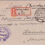 DR - Dt. Feldpost 201 Einschreibebrief Genesungsheim bayer. Kriegslazarett 1918