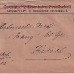 DR - 20 Pfg. Germania Heeressache i.d. SCHWEIZ Königsberg i.Pr. - Zürich 1915