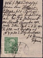Österreich - 5 H. Franz-Joseph Erlagschein (Quittung) ü. 48 Kronen Fulpmes 1914