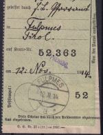 Österreich - 5 H. Franz-Joseph Erlagschein (Quittung) ü. 48 Kronen Fulpmes 1914