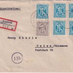 AM-Post - 5x20+4 Pfg. Einschreibebrief Tutzing - Prien 1946