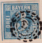Bayern/Th&T - 3 Kr Quadrat blau oMR 32 Bahnh. Bamberg Brief n. Schleusingen 1860