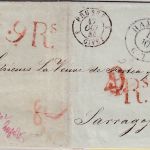 Hamburg/Spanien - K2 11/10 Brief von Altona ü. Frankreich n. Sarragossa 1844