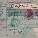 DR - 2x80 Pfg. Germania Paketkarte i.d. SCHWEIZ Plauen - Frauenfeld 1909