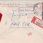 BRD - 5231 Oberirsen Poststelle I Ra1 Eil-Einschreibebrief Altenkirchen 1964