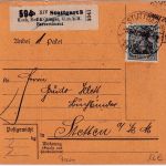 DR - 75 Pfg. Germania Paketkarte/Selbstbucher (!!) Stuttgart 3 - Stetten 1920