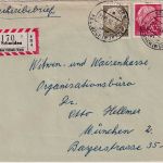 BRD - Schmiden ü. Fellbach Poststelle I Einschreibebrief n. München 1958