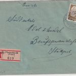 BRD - 70 Pfg. Heuss I Einschreibebrief Plattenhardt - Stuttgart 1956