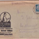 DR - 4 Pfg. Hindenburg Perfin "O&A" Drucksache Endersbach - Heilbronn 1933