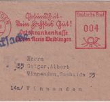 Bizone - 4 Pfg. AFS "Ortskrankenkasse" Drucksachenbrief n. Winnenden 1948