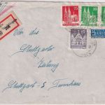 Bizone - Beinstein ü. Waiblingen Poststelle I Einschreibebrief n. Stuttgart 1950