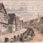 Württemberg - Strümpfelbach (Weinstadt) Straßenansicht farb. Künstler-AK 1917