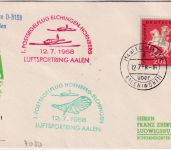 BRD - Elchingen Hornberg 1. Postsegelflug Sonderflugpost Vignette Cachet 1958