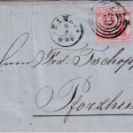 Thurn&Taxis - 2 Sgr. geschn. Brief Ring 29 K1 Hanau 11/2 n. Pforzheim 1863