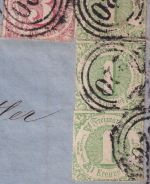 Thurn&Taxis/Bayern - 3+3x1 Kr. dst. Brief Ring 220 K1 Frankfurt 31/10 1865