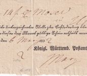 Württemberg - Ellwangen 1832 Paketaufgabeschein Ortsvordruck