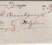 Württemberg - Ellwangen Schreib-L1 Fahrpostsendung n. Welzheim 1827 - Briefkopf!