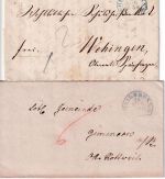 Württemberg - Heilbronn Steigbügelstpl. 1850 1xPorto-/1xFrancobrief