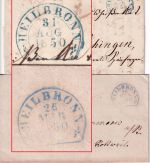 Württemberg - Heilbronn Steigbügelstpl. 1850 1xPorto-/1xFrancobrief