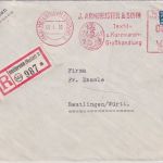 BRD - 60 Pfg. AFS "Armbruster Textil" Einschreibebrief Heilbronn Reutlingen 1953