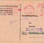 BRD - Neckarsulm 1971 25 Pfg. AFS Anschriftenprüfung n. Aachen