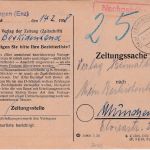 BRD - Vaihingen (Enz) 1958 Zeitungssache/Karte n. München 25 Pfg. Nachporto