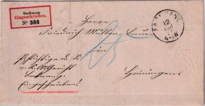 Württemberg - Backnang 1878 portopfl. Dienstsache/Einschreiben-Land n. Heiningen