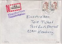 BRD - 2x240 Pfg. Frauen Einschreibebrief Affalterbach - Hamburg 1995