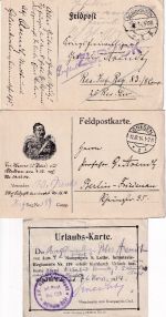 DR - Feldpostnachlass Sept 1914/Jan 1918 14 Belege (u.a. Kondolenz-Telegramm)